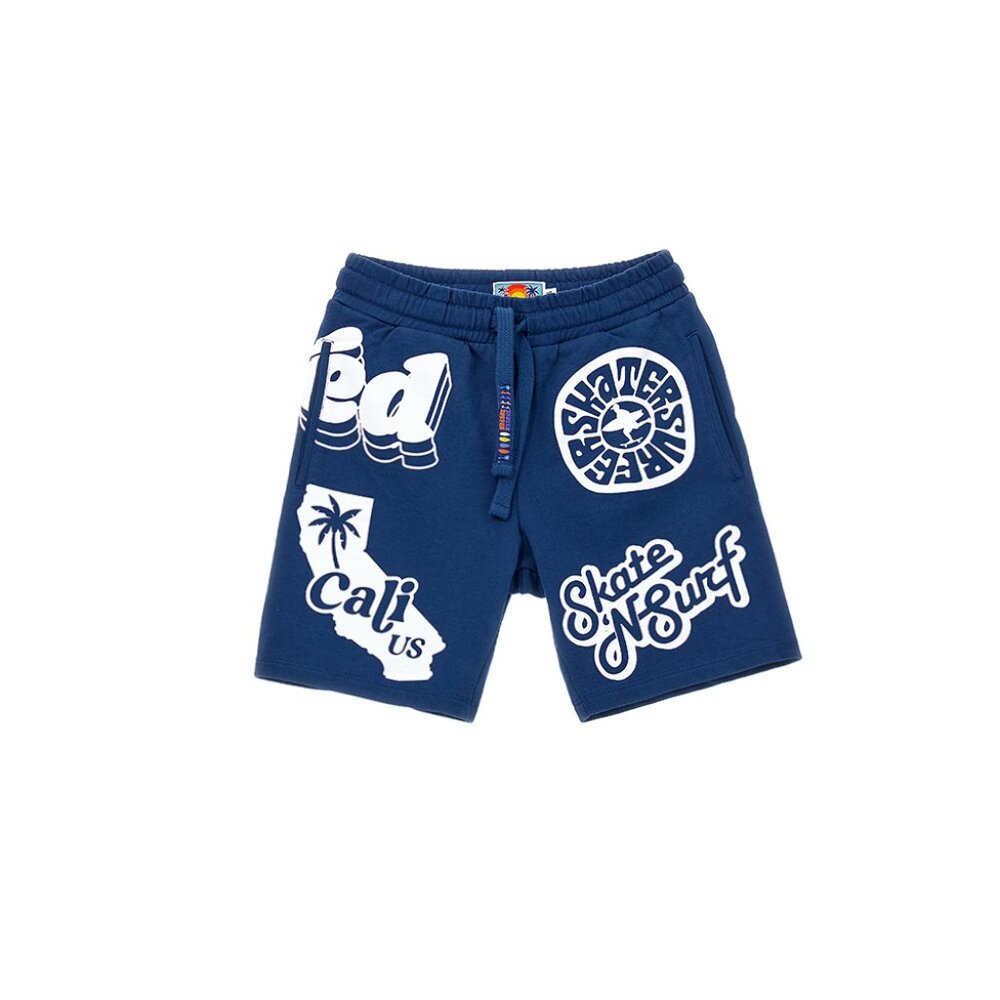 Original Marines, Italy – SKATE & SURF 100% COTTON FLEECE SHORTS IN BLUE